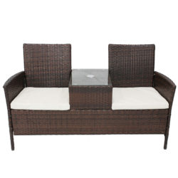 Charles Bentley Rattan Companion Seat With Cushions - Dark Brown